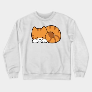 Sleepy Cat - Orange & White Crewneck Sweatshirt